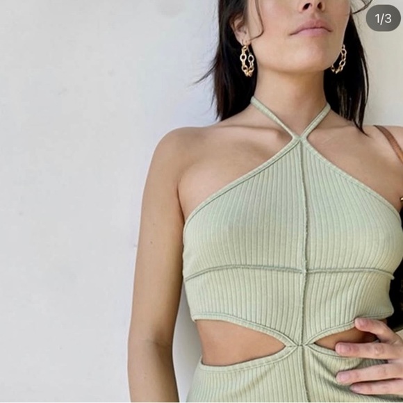 Sexy green Mini Dress boutique Junior large nwot club vacation never worn new - Picture 3 of 9